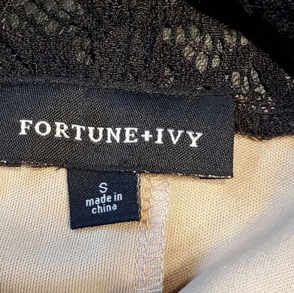 Fortune & Ivy Black Lace Overlay Top - Picture 9 of 10